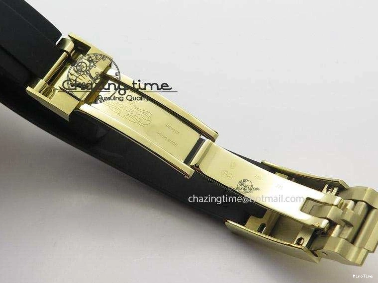 MiroTime 0403 Stylish Daytona YG BP Maker Gold Dial Sticks Markers On Rubber Strap A7750@ 4012
